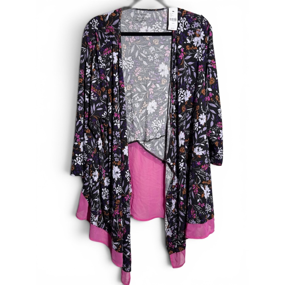 Lane Bryant NWT Floral Open Front Kimono Cardigan Sharkbite Hem Plus 18/20